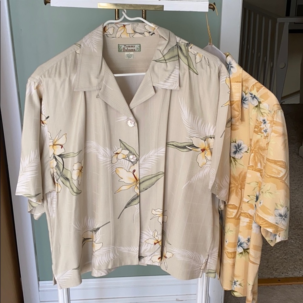 2 vintage Tommy Bahama cropped dress shirts